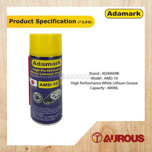 ADAMARK AMD-10 AMD10 WHITE LITHIUM SPRAY GREASE LUBRICANT ANTI RUST 400ML - Image 3