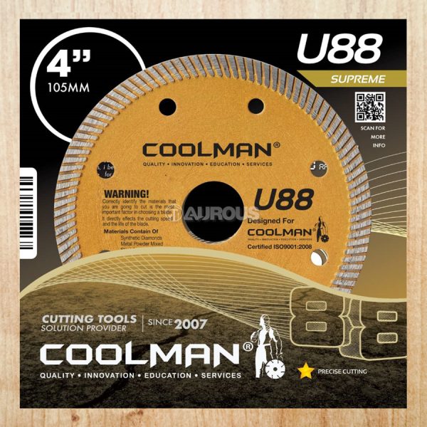 COOLMAN 88 SERIES U88 THIN TURBO RIM BLADE CUTTING DISC 4''/105MM