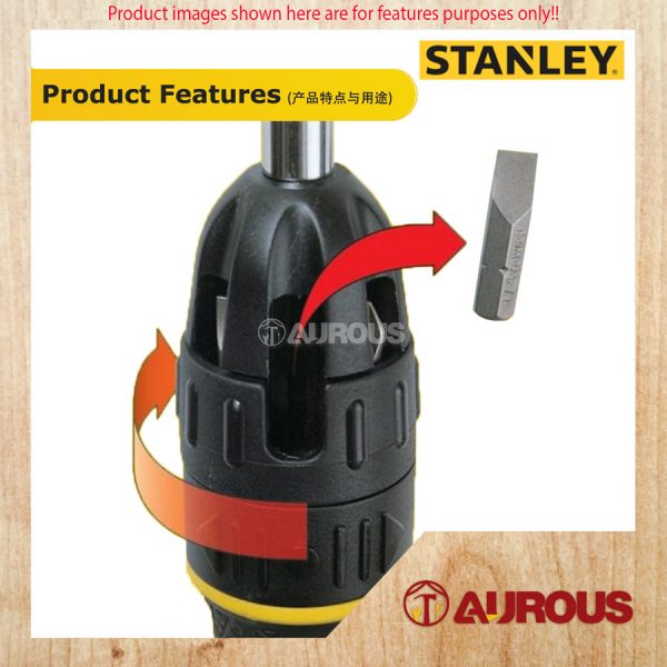 STANLEY 10 PCS MULTI-BIT CUSHION GRIP RATCHENTING SCREWDRIVER STHT68010-8 (68-010) - Image 9