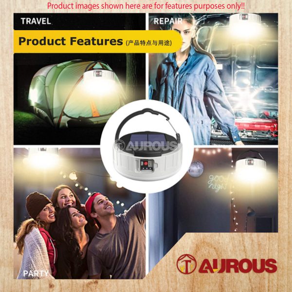 LED OUTDOOR CAMPING LANTERN 4MODE USB /SOLAR RECHARGEABLE LED TENT LIGHT BULB HB208 - Image 7