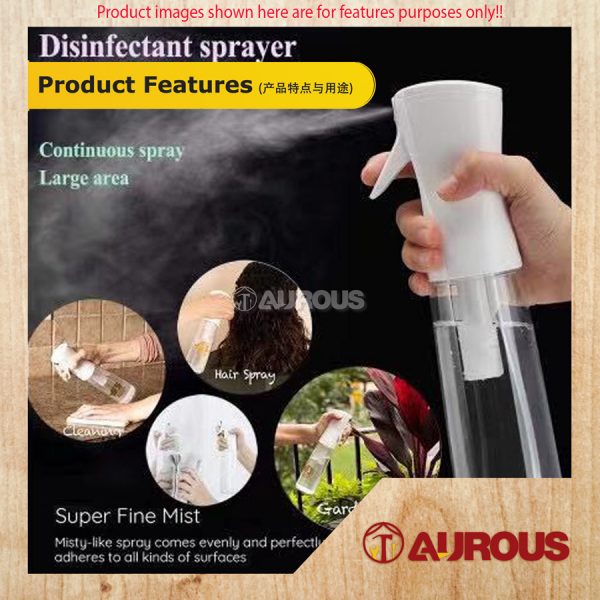 HAND PRESSURE FINE MIST SPRAYER ALCOHOL DISINFECTION SPRAY EMPTY BOTTLE (200ML/300ML) - Image 6