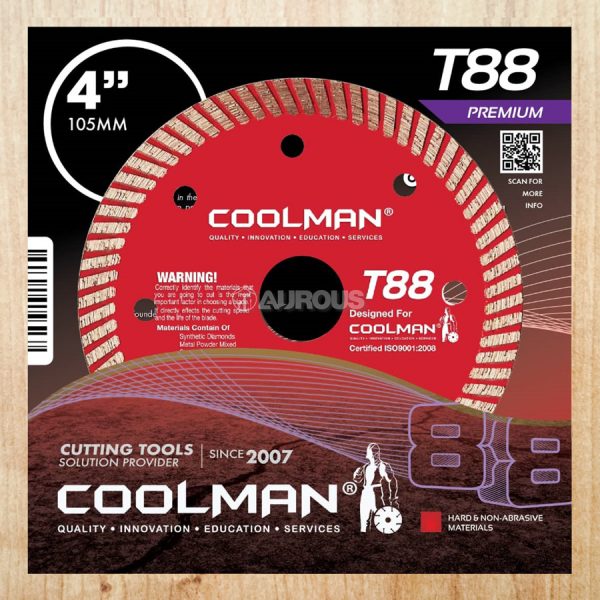 COOLMAN 88 SERIES T88 CONTINUOS TURBO RIM BLADE CUTTING DISC 4"/105MM