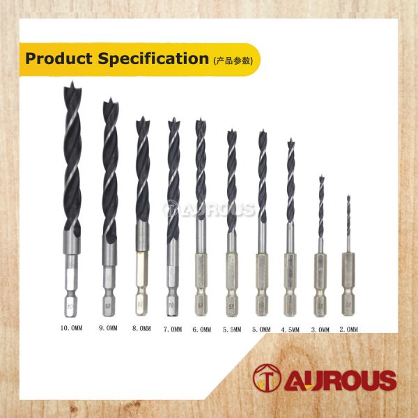 HSS HEX SHANK 6MM WOOD WORKING BRAD POINT TWIST DRILL BIT (2MM-10MM) - Image 5