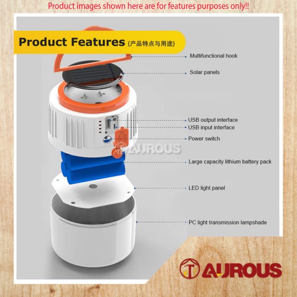 LED OUTDOOR USB /SOLAR RECHARGEABLE CAMPING LANTERN LED LIGHT BULB V66 [ORANGE/WHITE] - Image 6