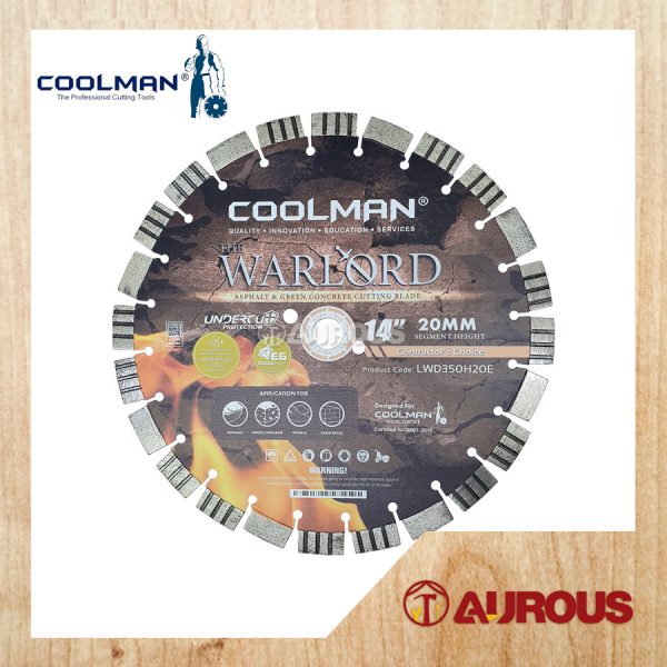 COOLMAN WARLORD BLADE EQUIPPED DIAMOND CUTTING DISC 14''/350MM (LWD350H20E)
