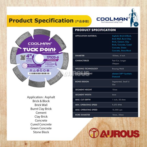 COOLMAN TUCK POINTER BLADE 6MM (4''/105MM) TP105-6 - Image 4