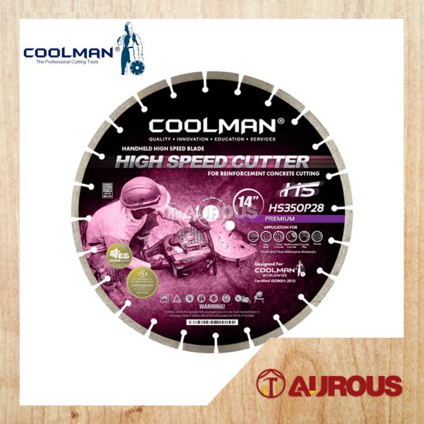 COOLMAN HIGH SPEED LASER 2.8MM DIAMOND CUTTING DISC HS350P28 14'' 350MM