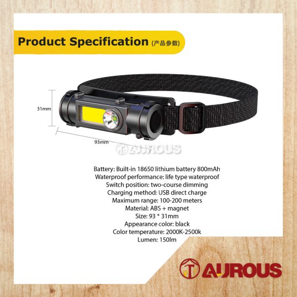 LED OUTDOOR USB MAGNETIC 2 MODE RECHARGEBLE HEAD LAMP XST 211 [BLACK] - Image 5