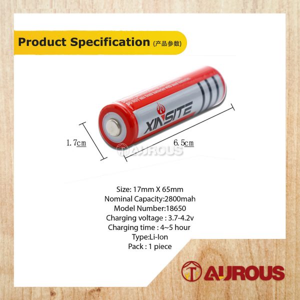 1 PIECE XINSITE SUPER LIFE RECHARGEABLE LI-ION BATTERY 18650 2800MAH 3.7V (RED) - Image 4