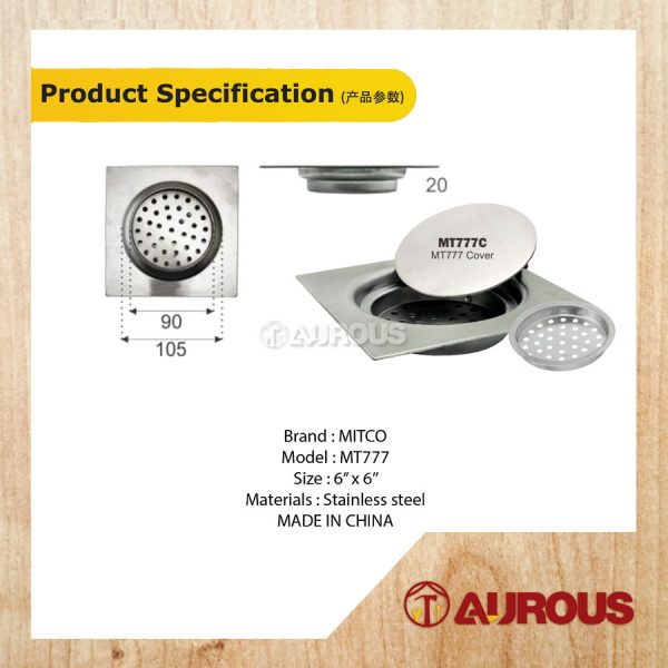 MITCO HEAVY DUTY STAINLESS STEEL FLOOR GRATING WITH STRAINER 6''x 6'' (MT-777) - Image 4