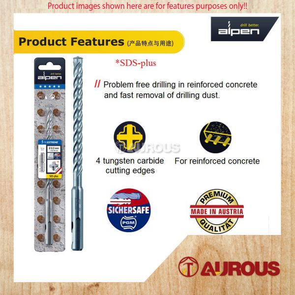 ALPEN MAYKESTAG F8 EXTREME 4 CUTTER SDS PLUS HAMMER DRILL BIT CUTTING EDGES - Image 9