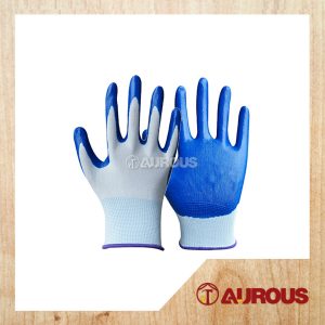 SAFETY HALF LATEX CLOTH HAND GLOVE WITH PVC GRIP COATED ANTI CUT LEVEL 1 (BLUE)