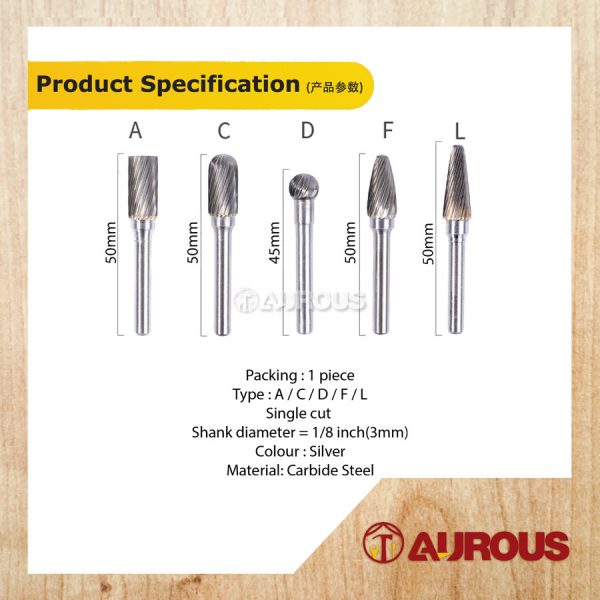 1 PIECE - TUNGSTEN CARBIDE BURR 3MM SHANK SINGLE CUT GRINDING BITS ROTARY FILE/MATA PORTING MATA KOREK - Image 4