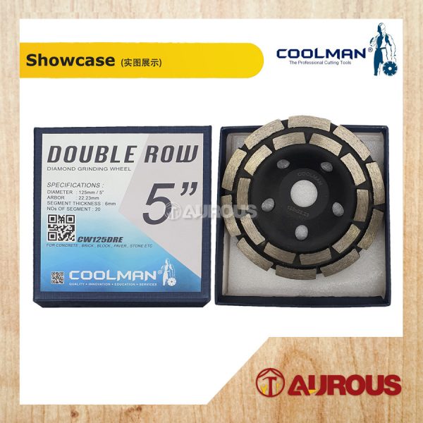 COOLMAN DOUBLE ROW DIAMOND DISC GRINDING WHEEL MATT BLACK 5''/125MM (CW125DRE) - Image 3