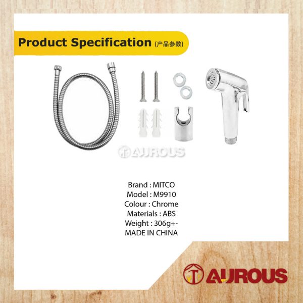 MITCO ABS CHROME HAND BIDET SPRAYER SET C/W FLEXIBLE HOSE (M9910C) - Image 5