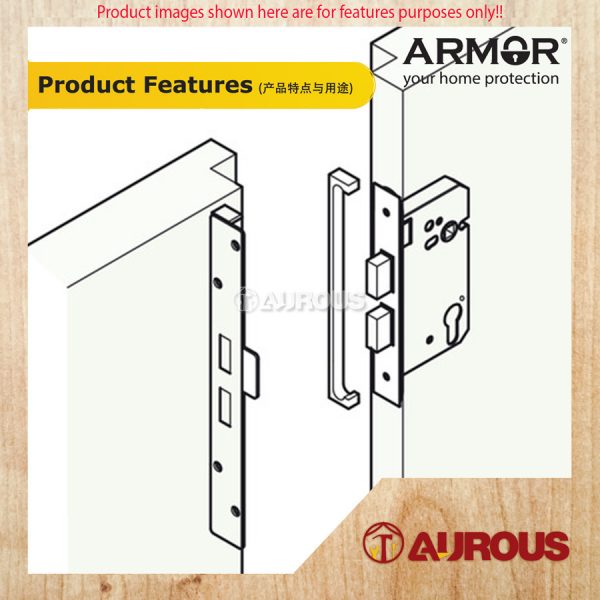 ARMOR STAINLESS STEEL SUS 304 REBATED PART FOR MORTISE LOCK STRIKER PLATE MORTISE (ARP-A240MM) - Image 3