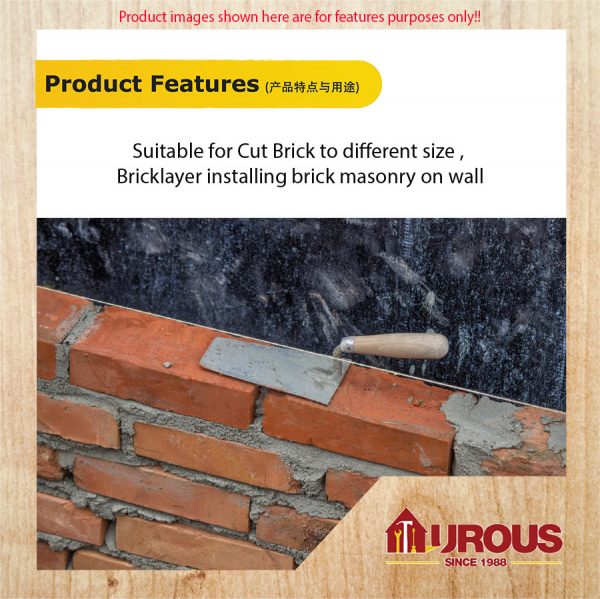 B-TANI BRICKLAYING TROWEL C/W WOOD HANDLE (CAN CUT BRICK) - Image 7