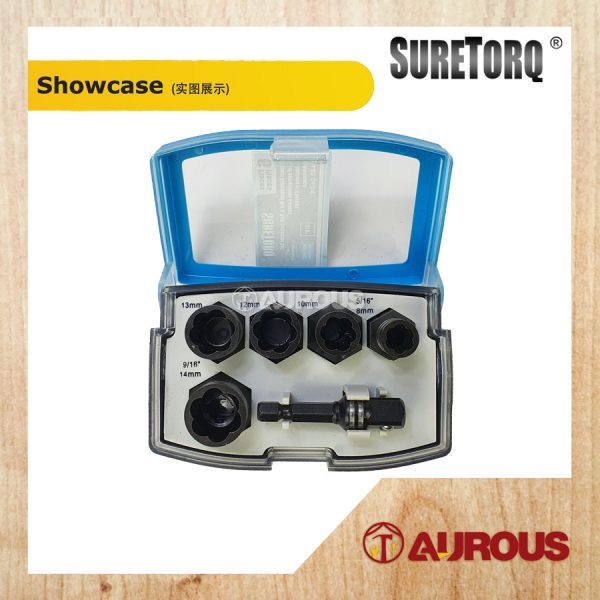 SURETORQ 6PCS IMPACT DAMAGED NUT & BOLT EXTRACTOR WITH 3/8'' ADAPTOR SET (0440-0604) - Image 3