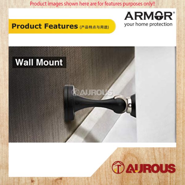 ARMOR MAGNETIC STAINLESS STEEL DOOR HOLDER ADS-812 MATT BLACK - Image 4