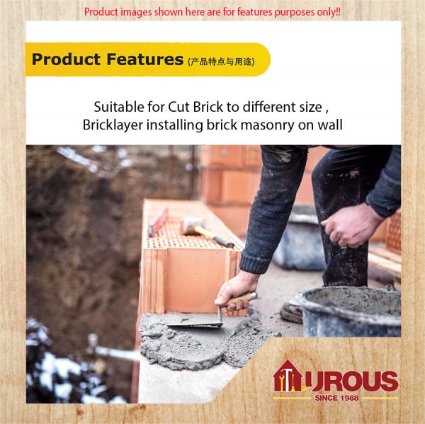 B-TANI BRICKLAYING TROWEL C/W WOOD HANDLE (CAN CUT BRICK) - Image 8