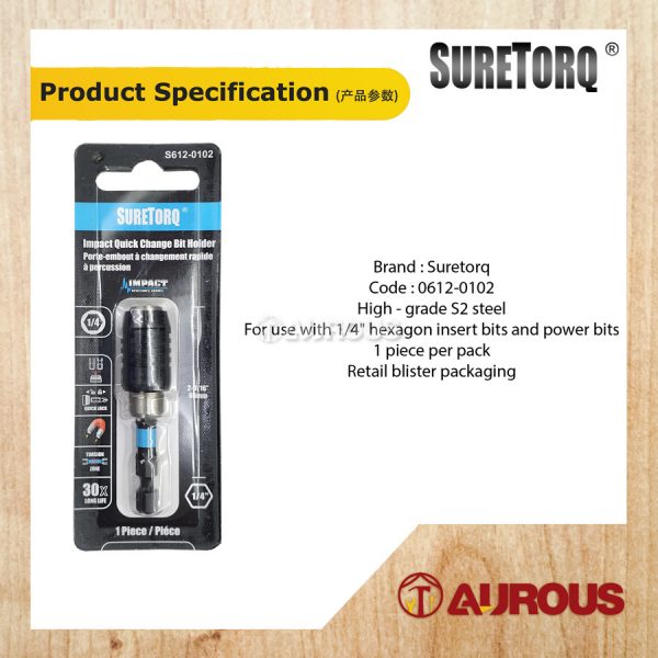 SURETORQ MAGNETIC IMPACT QUICK CHANGE BIT HOLDER 6MM 1/4 X 65MM (0612-0102) - Image 5