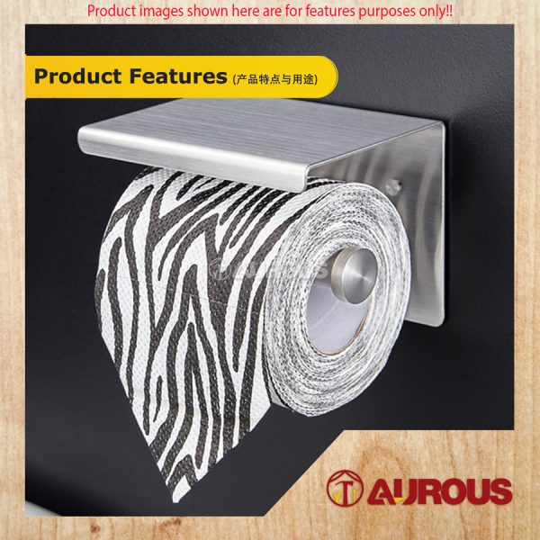 STAINLESS STEEL SUS 304 WALL MOUNT SELF ADHESIVE BATHROOM TOILET TISSUE PAPER ROLL HOLDER WITH TOP SPACE - Image 6