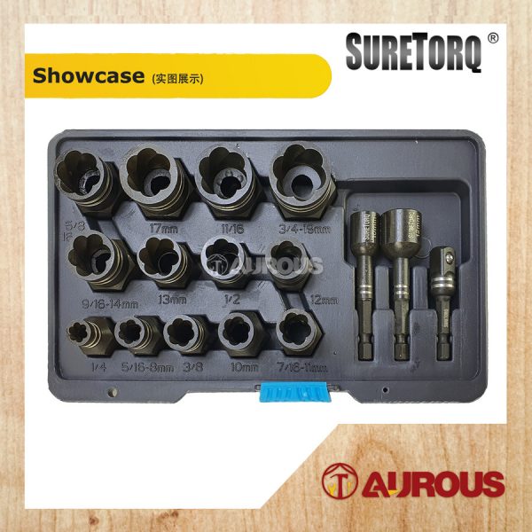 19PCS IMPACT DAMAGED NUT & BOLT EXTRACTOR WITH 3/8'' ADAPTOR SET (0440-1902) - Image 5