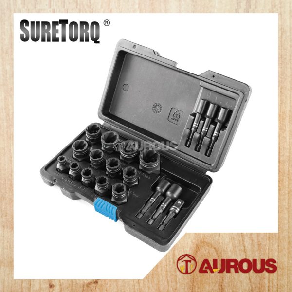 19PCS IMPACT DAMAGED NUT & BOLT EXTRACTOR WITH 3/8'' ADAPTOR SET (0440-1902)