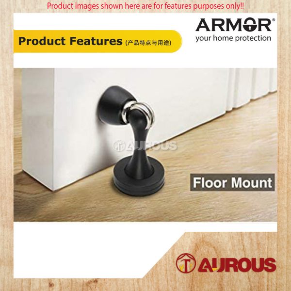 ARMOR MAGNETIC STAINLESS STEEL DOOR HOLDER ADS-812 MATT BLACK - Image 3