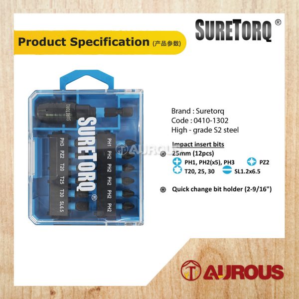 SURETORQ 13PCS IMPACT SCREW DRIVER BIT SET (0410-1302) - Image 5