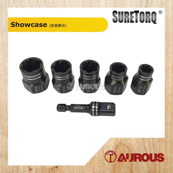 SURETORQ 6PCS IMPACT DAMAGED NUT & BOLT EXTRACTOR WITH 3/8'' ADAPTOR SET (0440-0604) - Image 4