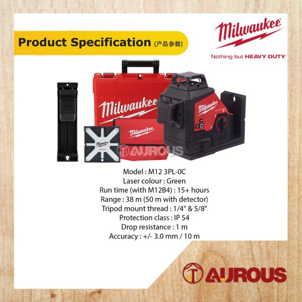MILWAUKEE M12 MAGNETIC 360 DEGREE 3 LINE PLANE LASER MACHINE M12 3PL-0 [BARE TOOL] - Image 7