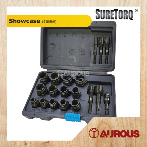 19PCS IMPACT DAMAGED NUT & BOLT EXTRACTOR WITH 3/8'' ADAPTOR SET (0440-1902) - Image 3