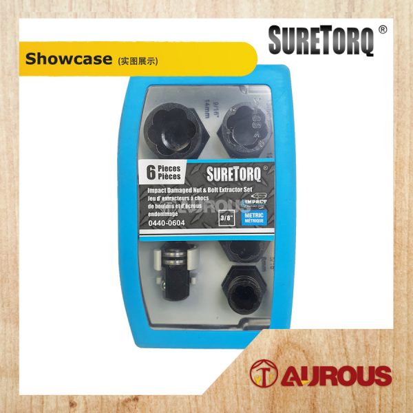 SURETORQ 6PCS IMPACT DAMAGED NUT & BOLT EXTRACTOR WITH 3/8'' ADAPTOR SET (0440-0604) - Image 2