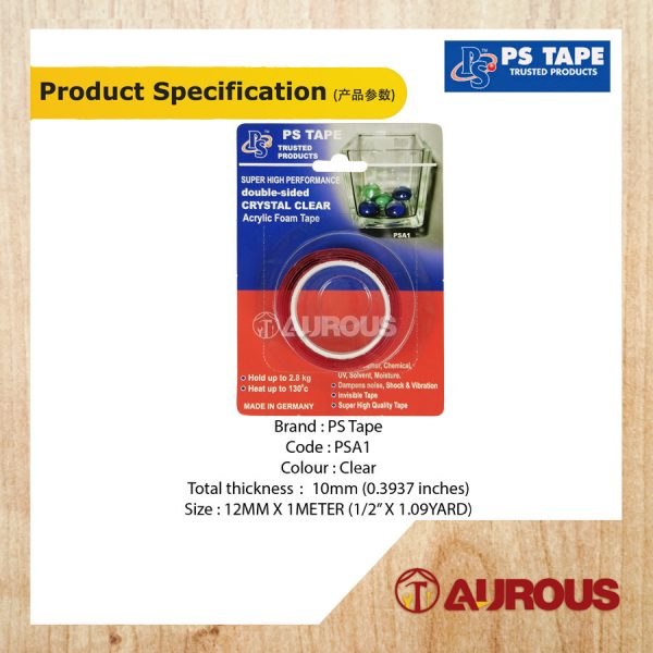 PS TAPE SUPER HIGH PERFORMANCE DOUBLE-SIDED CRYSTAL CLEAR ACRYLIC FOAM TAPE (12MM X 1M) PSA1 - Image 3