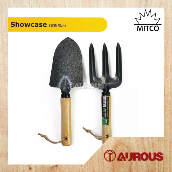 MITCO GARDENING TOOLS MINI STEEL SHOVEL / FORK WITH WOOD HANDEL (TW07 / TW08) - Image 2