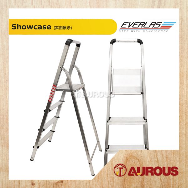 EVERLAS LIGHTWEIGHT HEAVY DUTY SINGLE SIDED PLATFORM ALUMINIUM LADDER 7 TO 8 STEPS (WEIGHT CAPACITY UP TO 125KG) - Image 3