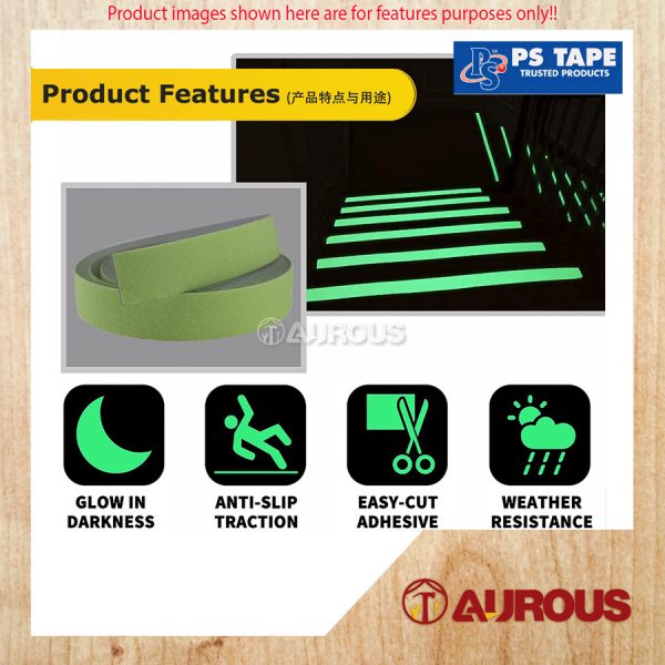 PS TAPE ANTI-SLIP & SAFETY TAPE PSAS15 (1'' x 15 FEET) (GLOW IN DARK / TRANSPARENT) - Image 7