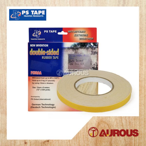 PS TAPE HIGH PERFORMANCE DOUBLE SIDED RUBBER FOAM TAPE PS88AA (12MM / 24MM X 9METER)
