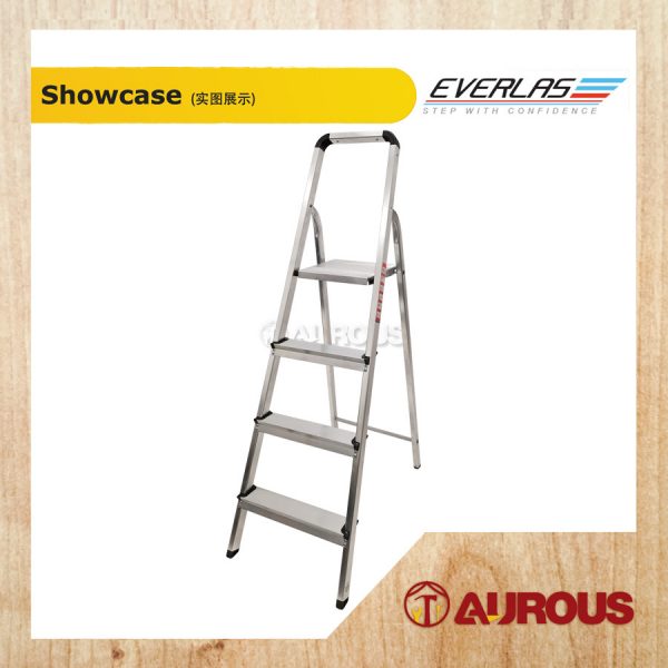 EVERLAS LIGHTWEIGHT HEAVY DUTY SINGLE SIDED PLATFORM ALUMINIUM LADDER 7 TO 8 STEPS (WEIGHT CAPACITY UP TO 125KG) - Image 2