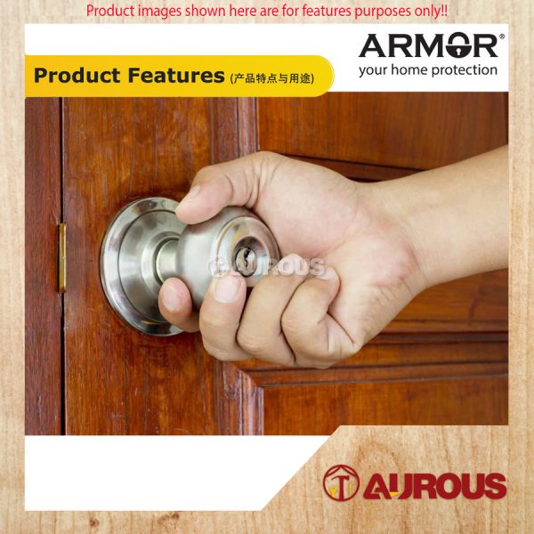 ARMOR STAINLESS STEEL SUS304 CYLINDRICAL LOCK ENTRANCE DOOR LOCK TOMBOL PINTU ACL-1100 ( SS/AC/MB) - Image 8