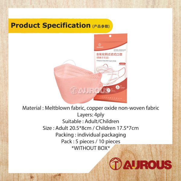 4 PLY HEALTH BOX KF94 ANTI INFLUENZA COPPER OXIDE CONTAINED FILTERING FACE MASK [PINK] (ADULT/CHILDREN) - Image 9