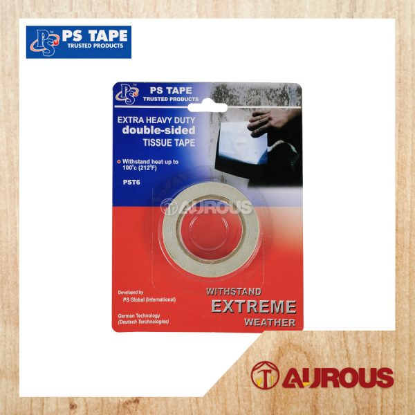 PS TAPE EXTRA HEAVY DUTY DOUBLE SIDED TISSUE TAPE WITHSTAND HEAT UP TO 100 DEGREE (12MM X 6 METER) PST6