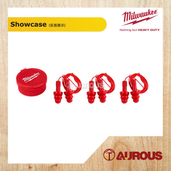 MILWAUKEE SAFETY REUSABLE CORDED EAR PLUG (RUBBER TYPE) 3 PAIR PER PACK (48-73-3151) - Image 3