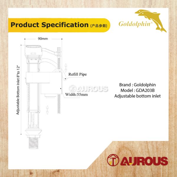 GOLDOLPHIN NOISELESS ADJUSTABLE BOTTOM INLET VALVE FOR ALL CISTERN WATER TANK (GDA2003B) - Image 6