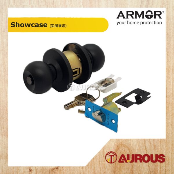 ARMOR STAINLESS STEEL SUS304 CYLINDRICAL LOCK ENTRANCE DOOR LOCK TOMBOL PINTU ACL-1100 ( SS/AC/MB) - Image 4