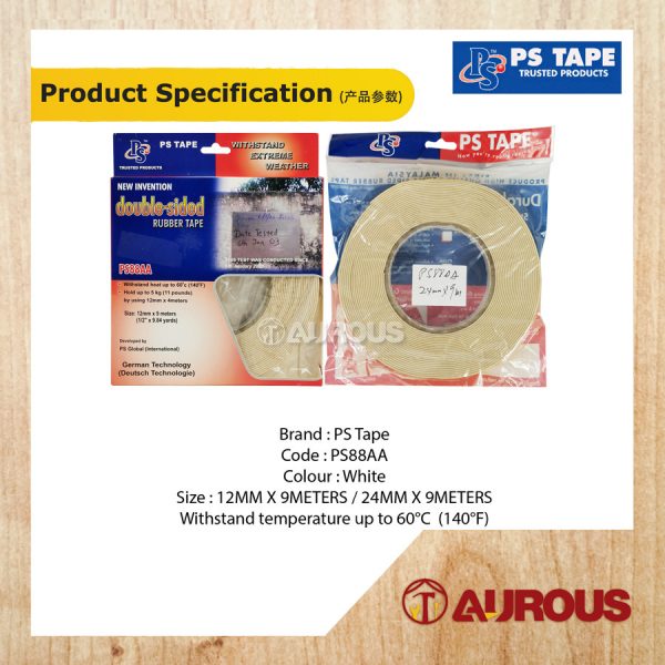 PS TAPE HIGH PERFORMANCE DOUBLE SIDED RUBBER FOAM TAPE PS88AA (12MM / 24MM X 9METER) - Image 7