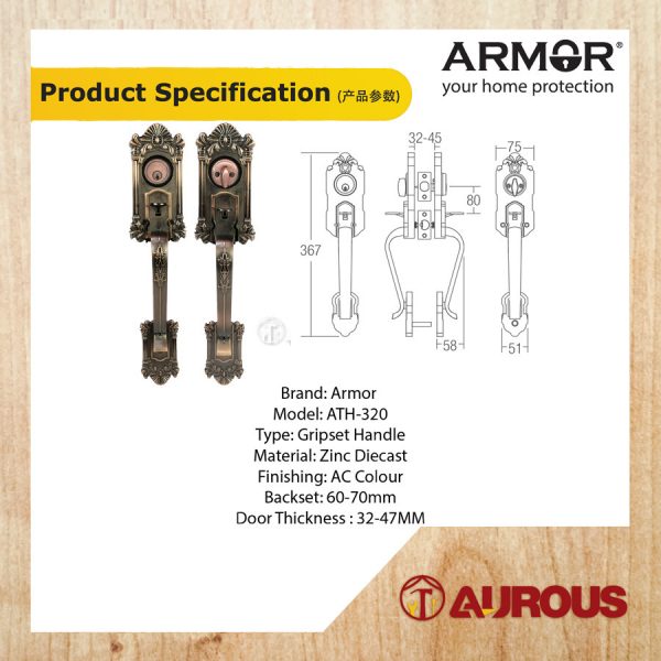 ARMOR DOUBLE HANDLE SET DEADBOLT GRIPSET (ATH-320/AC) - Image 5