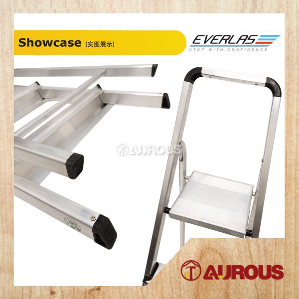 EVERLAS LIGHTWEIGHT HEAVY DUTY SINGLE SIDED PLATFORM ALUMINIUM LADDER 7 TO 8 STEPS (WEIGHT CAPACITY UP TO 125KG) - Image 4