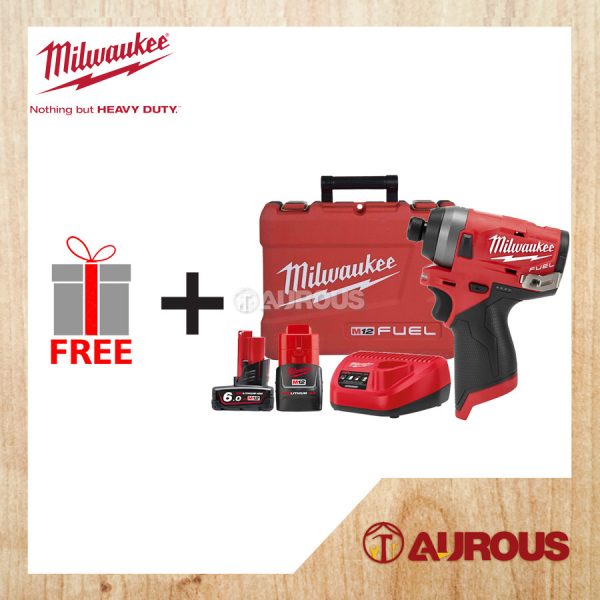 MILWAUKEE M12 FUEL GEN ll HEX IMPACT DRIVER M12 FID-632C C/W 6.0 & 3.0Ah BATTERY